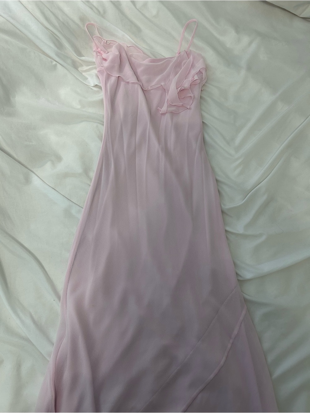 Wilfred Pale Pink Slip Dress with Ruffle Neckline